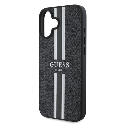 MagSafe Case for Apple iPhone 16 Plus, Guess, 4G Printed Stripes, Black