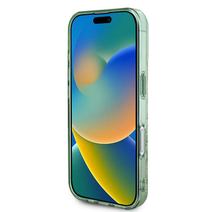 Puzdro MagSafe pre Apple iPhone 16 Plus, Guess, IML Flowers with Pearl Strap, Zelené