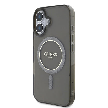 Puzdro MagSafe pre Apple iPhone 16 Plus, Guess, IML Glitter Circle, Čierne