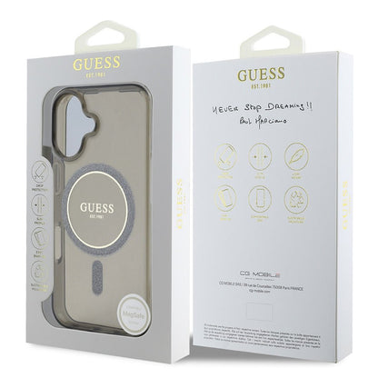 Puzdro MagSafe pre Apple iPhone 16 Plus, Guess, IML Glitter Circle, Čierne
