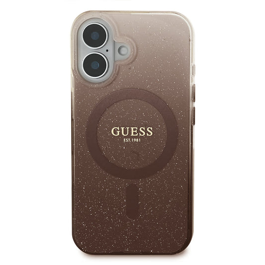 Puzdro MagSafe pre Apple iPhone 16 Plus, Guess, IML Glitter Gradient, Hnedá