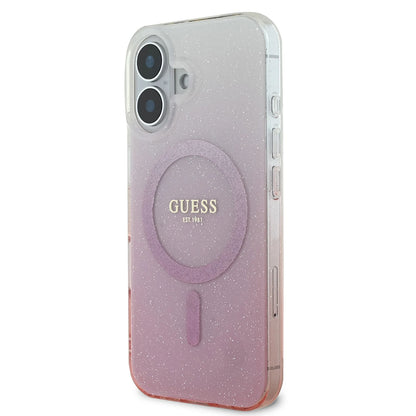 Puzdro MagSafe pre Apple iPhone 16 Plus, Guess, IML Glitter Gradient, Ružová