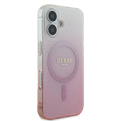 Puzdro MagSafe pre Apple iPhone 16 Plus, Guess, IML Glitter Gradient, Ružová