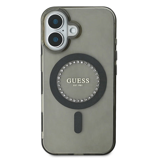 Puzdro MagSafe pre Apple iPhone 16 Plus, Guess, IML Rhinestone, Čierne