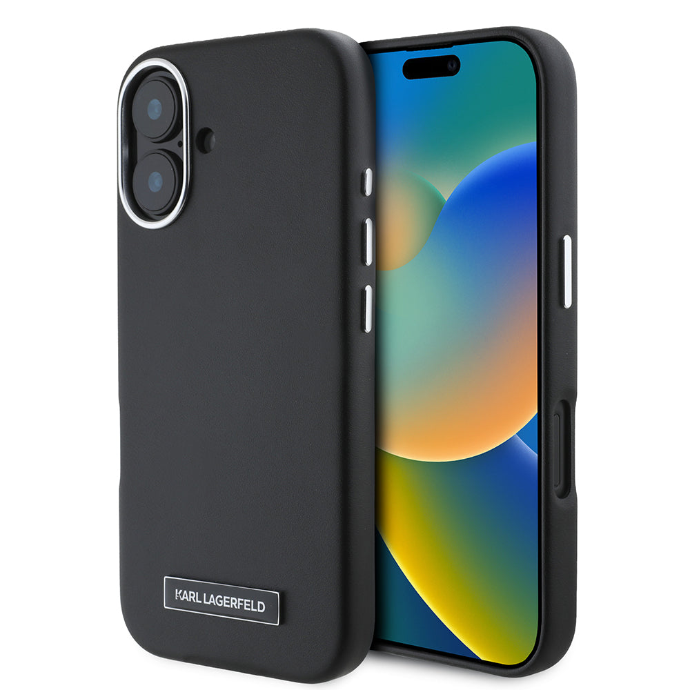 Puzdro MagSafe pre Apple iPhone 16 Plus, Karl Lagerfeld, FW Metal Plate, Čierne