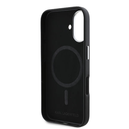 Puzdro MagSafe pre Apple iPhone 16 Plus, Karl Lagerfeld, FW Metal Plate, Čierne