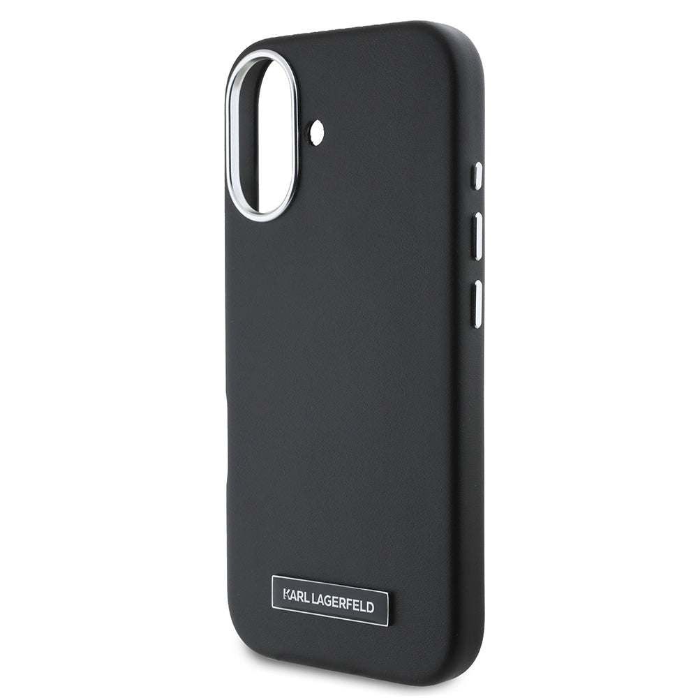 Puzdro MagSafe pre Apple iPhone 16 Plus, Karl Lagerfeld, FW Metal Plate, Čierne