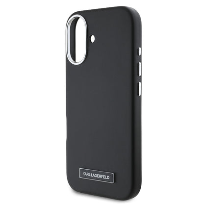 Puzdro MagSafe pre Apple iPhone 16 Plus, Karl Lagerfeld, FW Metal Plate, Čierne