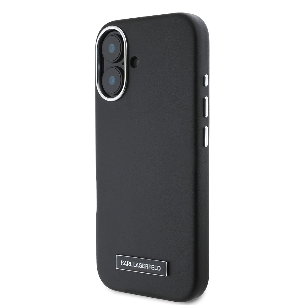 Puzdro MagSafe pre Apple iPhone 16 Plus, Karl Lagerfeld, FW Metal Plate, Čierne