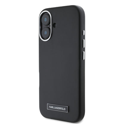 Puzdro MagSafe pre Apple iPhone 16 Plus, Karl Lagerfeld, FW Metal Plate, Čierne