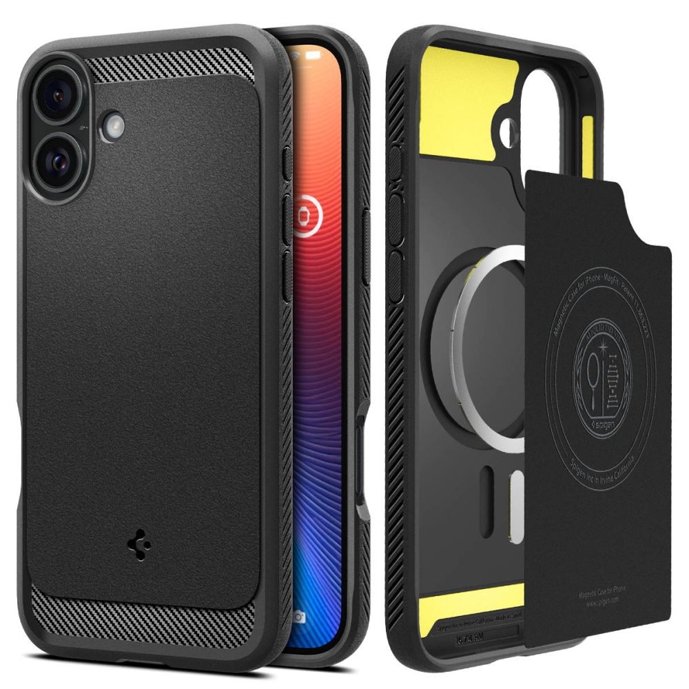Puzdro MagSafe pre Apple iPhone 16 Plus, Spigen, Rugged Armor, Matná Čierna