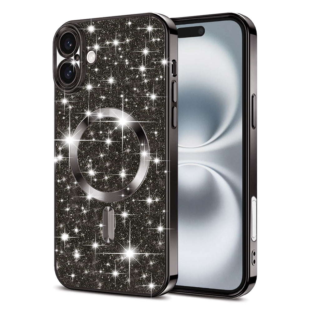MagSafe puzdro pre Apple iPhone 16 Plus, Techsuit, Luxury Glitter, čierne