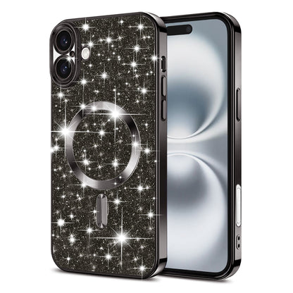 MagSafe puzdro pre Apple iPhone 16 Plus, Techsuit, Luxury Glitter, čierne