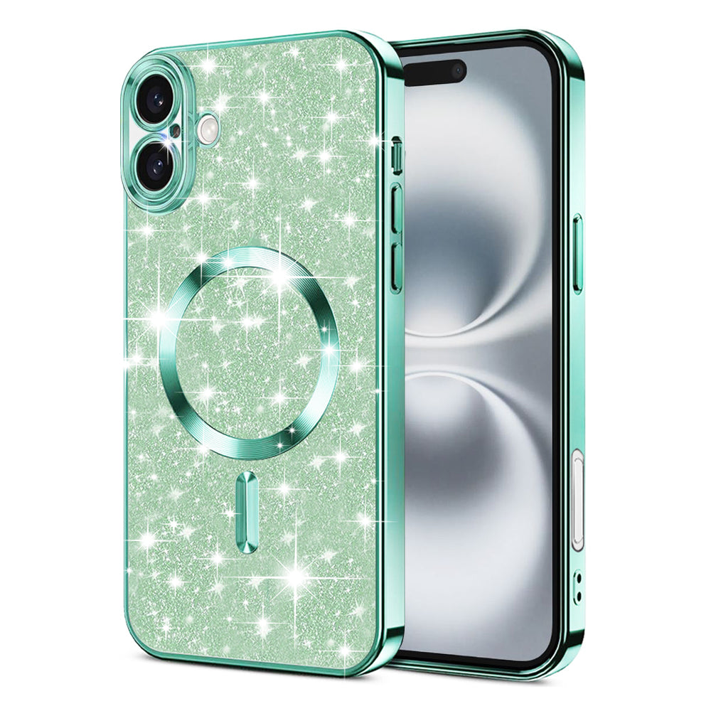 MagSafe puzdro pre Apple iPhone 16 Plus, Techsuit, Luxury Glitter, Svetlozelená