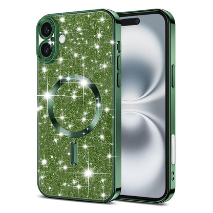 MagSafe puzdro pre Apple iPhone 16 Plus, Techsuit, Luxury Glitter, Tmavozelené