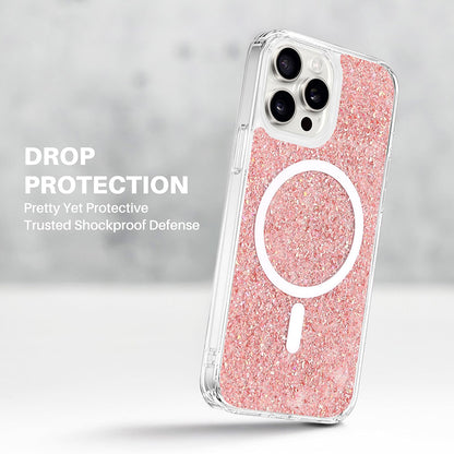 MagSafe Case for Apple iPhone 16 Plus, Techsuit, Sparkly Glitter, Magenta