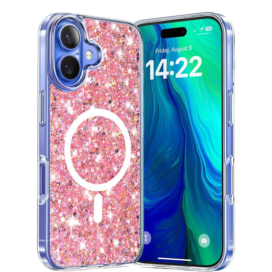 MagSafe puzdro pre Apple iPhone 16 Plus, Techsuit, Trblietavý Glitter, Ružové