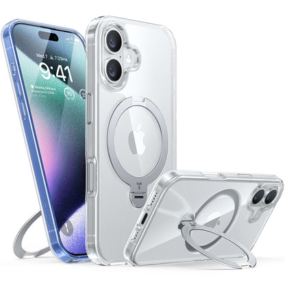 Puzdro MagSafe pre Apple iPhone 16 Plus, Torras, Ostand Spin, Transparent
