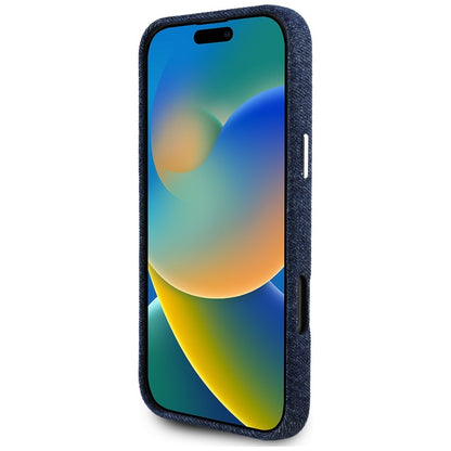 Puzdro MagSafe pre Apple iPhone 16 Pro, Guess, Denim Triangle Logo, Modrá