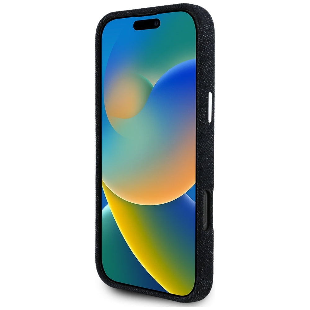 Puzdro MagSafe pre Apple iPhone 16 Pro, Guess, Denim Triangle Logo, Čierne