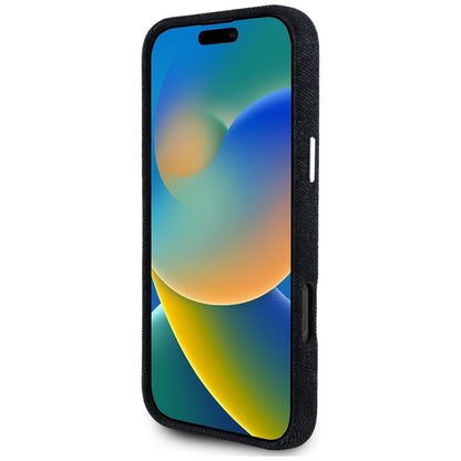 Puzdro MagSafe pre Apple iPhone 16 Pro, Guess, Denim Triangle Logo, Čierne