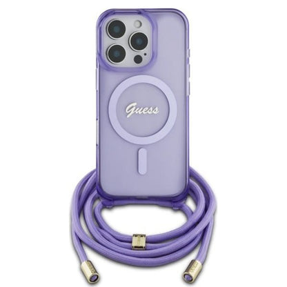 Puzdro MagSafe pre Apple iPhone 16 Pro, Guess, IML Crossbody Cord Script, Mov