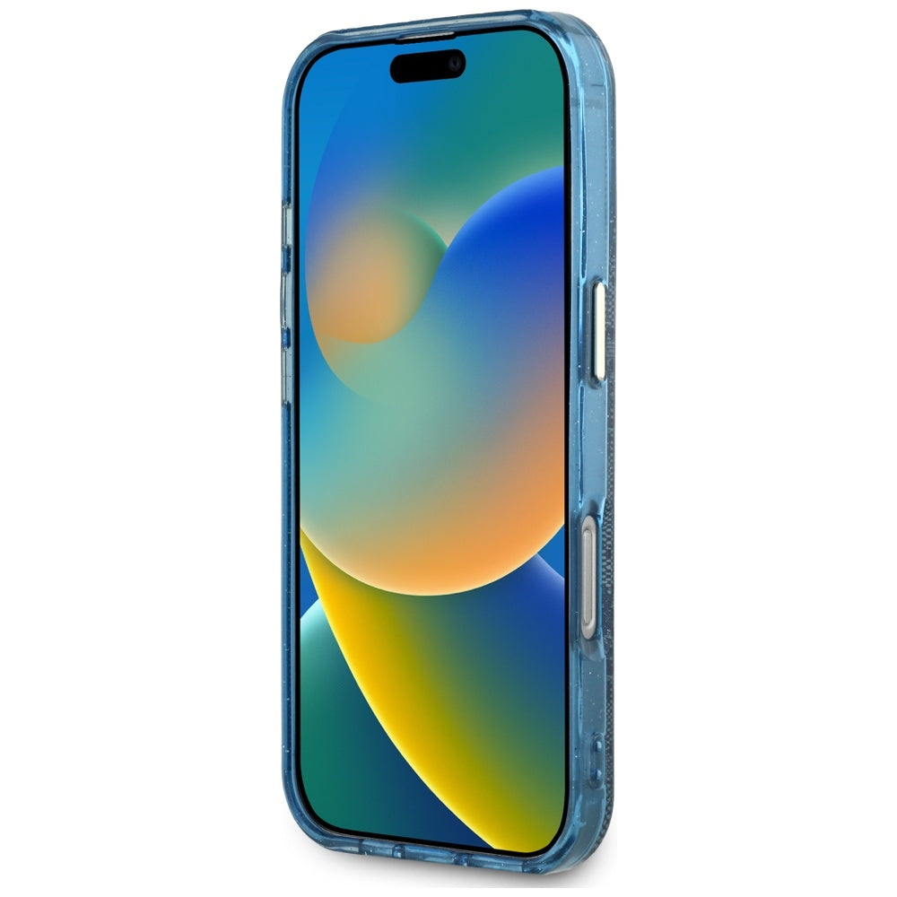 Puzdro MagSafe pre Apple iPhone 16 Pro, Guess, IML Glitter 4G Circle Triangle, Modrá