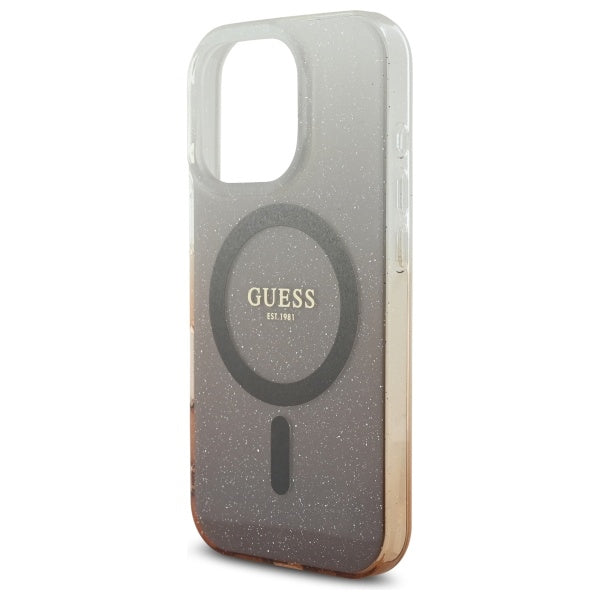 Puzdro MagSafe pre Apple iPhone 16 Pro, Guess, IML Glitter Gradient, Hnedé