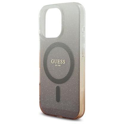 Puzdro MagSafe pre Apple iPhone 16 Pro, Guess, IML Glitter Gradient, Hnedé