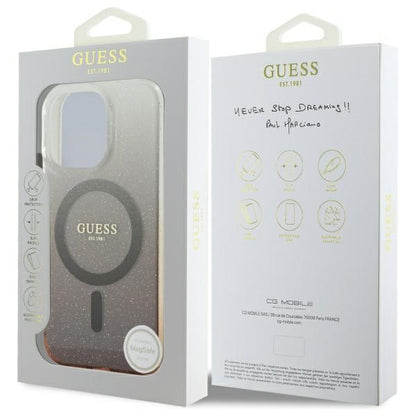 Puzdro MagSafe pre Apple iPhone 16 Pro, Guess, IML Glitter Gradient, Hnedé