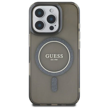 Puzdro MagSafe pre Apple iPhone 16 Pro, Guess, IML Glitter Ring, Čierne