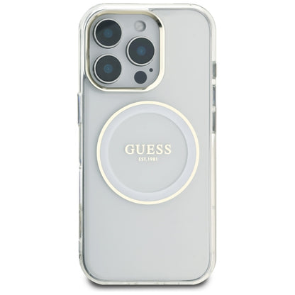 Puzdro MagSafe pre Apple iPhone 16 Pro, Guess, IML Metal Colored Circle, Biela