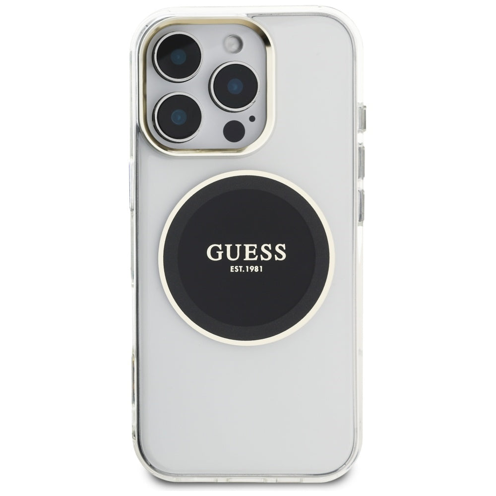Puzdro MagSafe pre Apple iPhone 16 Pro, Guess, IML Metal Colored Circle, Čierne