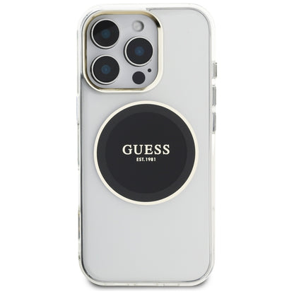 Puzdro MagSafe pre Apple iPhone 16 Pro, Guess, IML Metal Colored Circle, Čierne