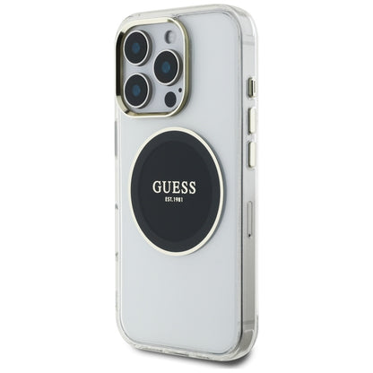 Puzdro MagSafe pre Apple iPhone 16 Pro, Guess, IML Metal Colored Circle, Čierne