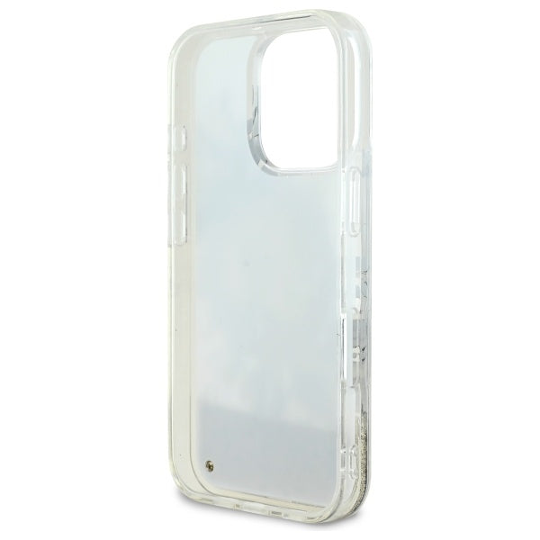 Puzdro MagSafe pre Apple iPhone 16 Pro, Guess, Liquid Glitter Flower, Bež