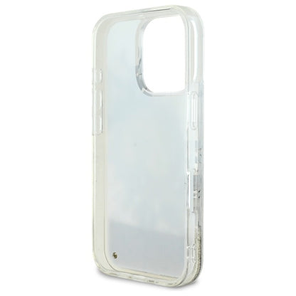 Puzdro MagSafe pre Apple iPhone 16 Pro, Guess, Liquid Glitter Flower, Bež