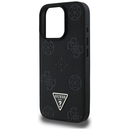 Puzdro MagSafe pre Apple iPhone 16 Pro, Guess, Peony Grained Hot Stamp Triangle, Čierne