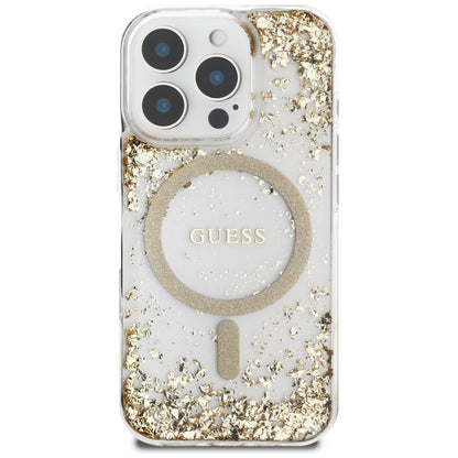 Puzdro MagSafe pre Apple iPhone 16 Pro, Guess, Resin Bottom Glitter, Zlaté