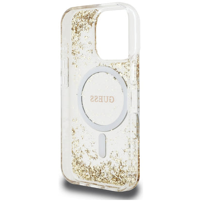 Puzdro MagSafe pre Apple iPhone 16 Pro, Guess, Resin Bottom Glitter, Zlaté