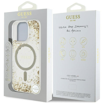 Puzdro MagSafe pre Apple iPhone 16 Pro, Guess, Resin Bottom Glitter, Zlaté