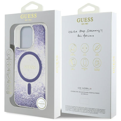 Puzdro MagSafe pre Apple iPhone 16 Pro, Guess, Resin Bottom Glitter, Fialová