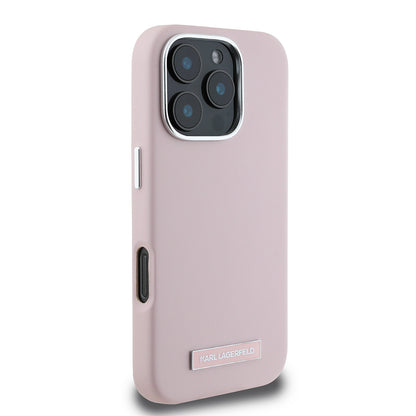 Puzdro MagSafe pre Apple iPhone 16 Pro, Karl Lagerfeld, FW Metal Plate, Ružová