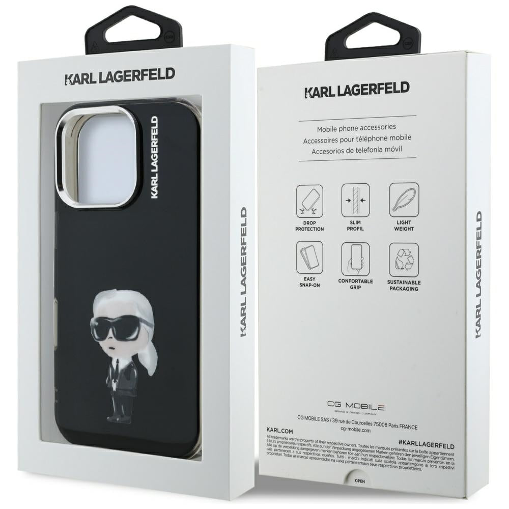 Puzdro MagSafe pre Apple iPhone 16 Pro, Karl Lagerfeld, IML Aquarelle Logo Karl, Čierne