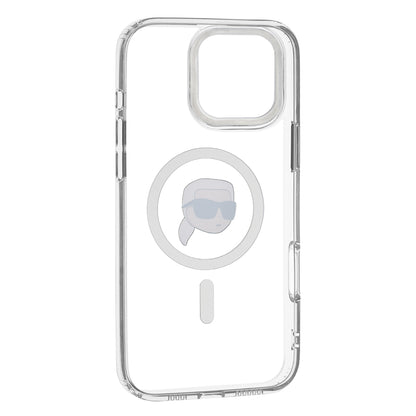 Puzdro MagSafe pre Apple iPhone 16 Pro, Karl Lagerfeld, IML Metal Karl's Head, Biela