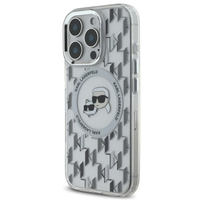 MagSafe Case for Apple iPhone 16 Pro, Karl Lagerfeld, IML Monogram Karl & Choupette's Heads, Transparent