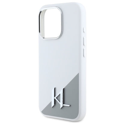 Puzdro MagSafe pre Apple iPhone 16 Pro, Karl Lagerfeld, Silicone Shadow Metal Initial, Biela