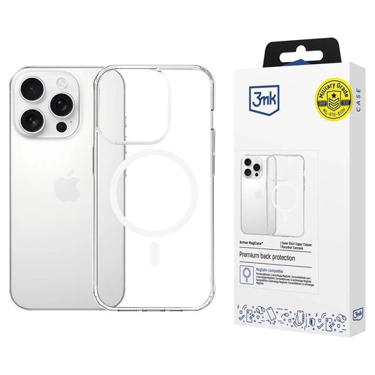 MagSafe puzdro pre Apple iPhone 16 Pro Max, 3MK, Armor MagCase, priehľadné