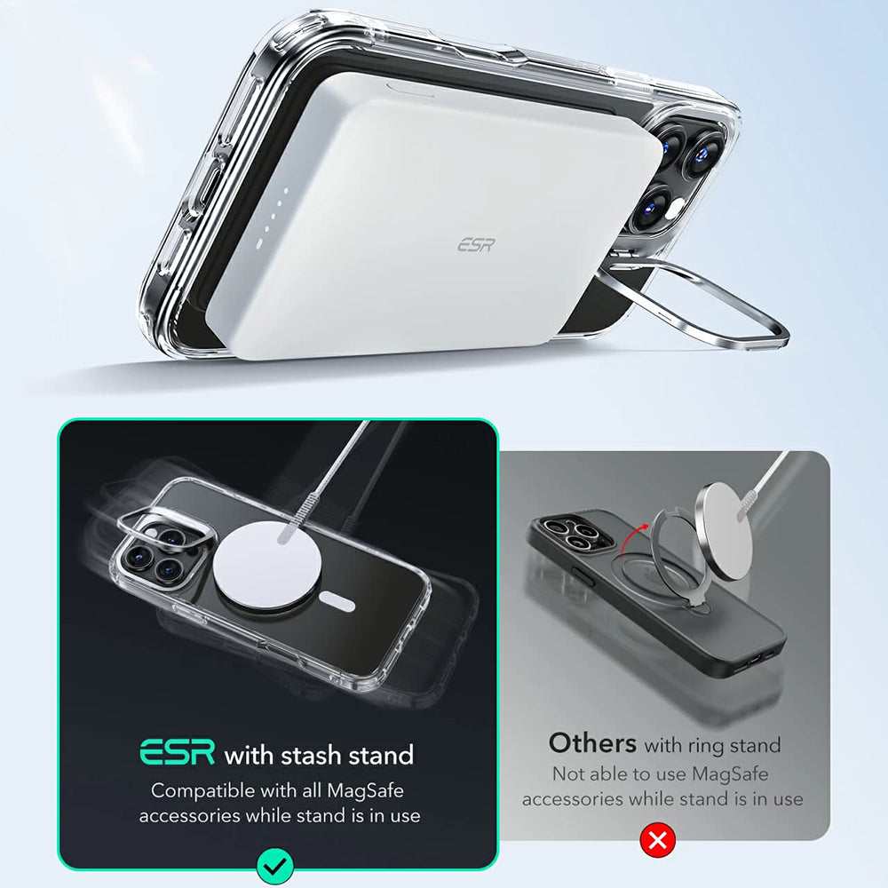 Puzdro MagSafe pre Apple iPhone 16 Pro Max, ESR, Classic Hybrid Kickstand, Čierne Transparentné