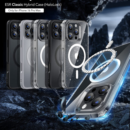MagSafe Case for Apple iPhone 16 Pro Max, ESR, Classic Hybrid, Black Transparent